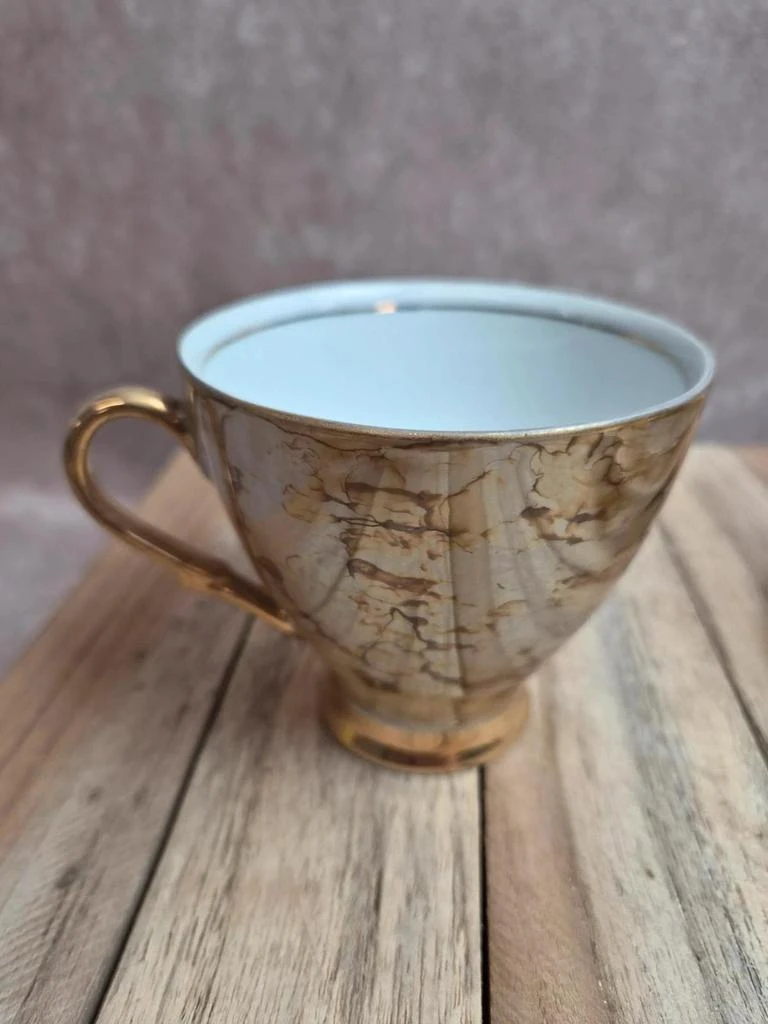 Karolina porcelain cup & bowl set – gold marble decor – Made in Poland – photo 7